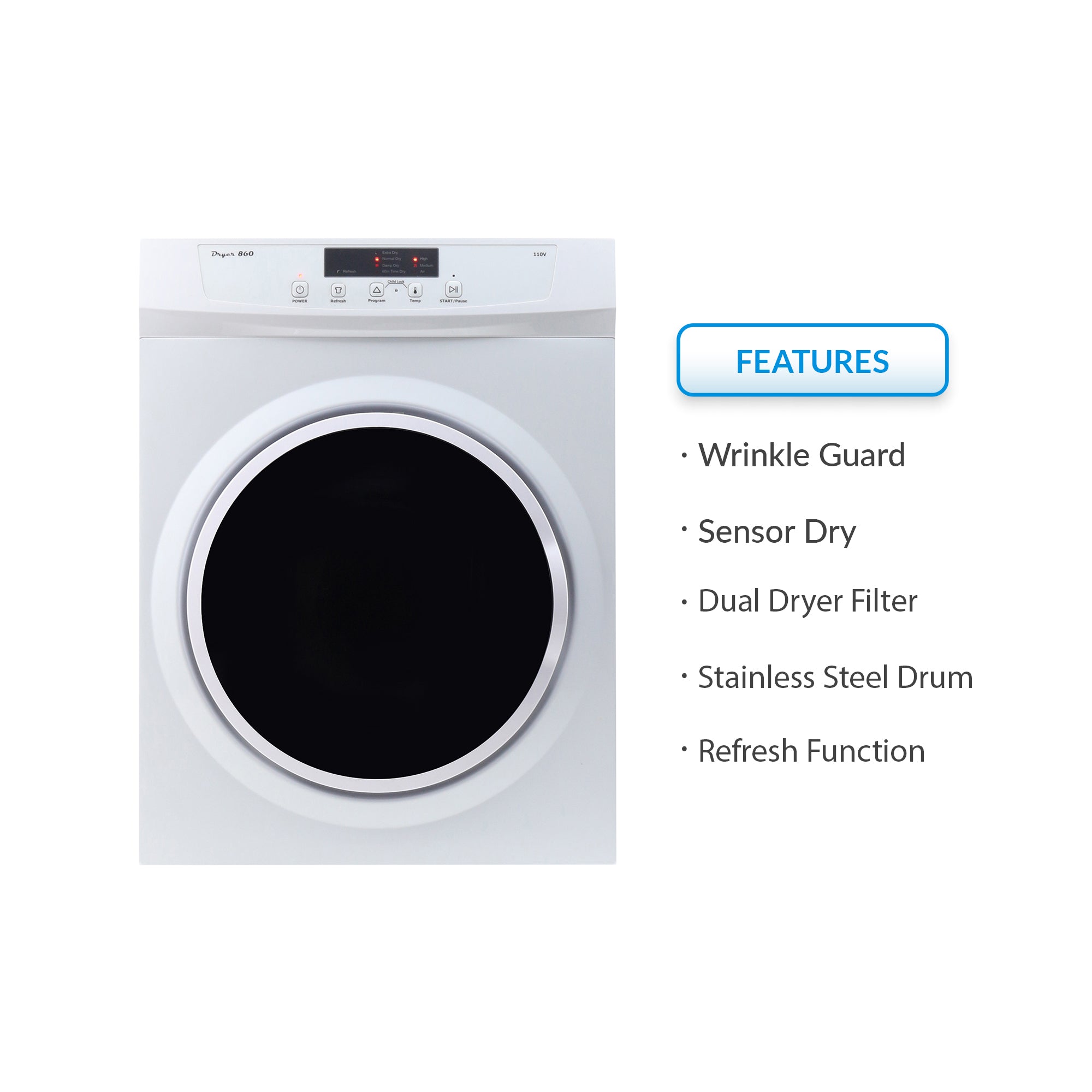 Conserv Standard 24 in Vented Dryer 3.5cf/13lb SENSOR Refresh Cycle 110V/1500W Conserv Standard 24 in Vented Dryer 3.5cf/13lb SENSOR Refresh Cycle 110V/1500W
