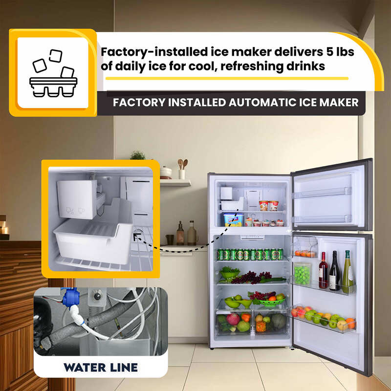 Conserv 33in Apartment Refrigerator 21cf Top Freezer FACTORY INSTALLED ICE MAKER E-Star 110V Conserv 33in Apartment Refrigerator 21cf Top Freezer FACTORY INSTALLED ICE MAKER E-Star 110V