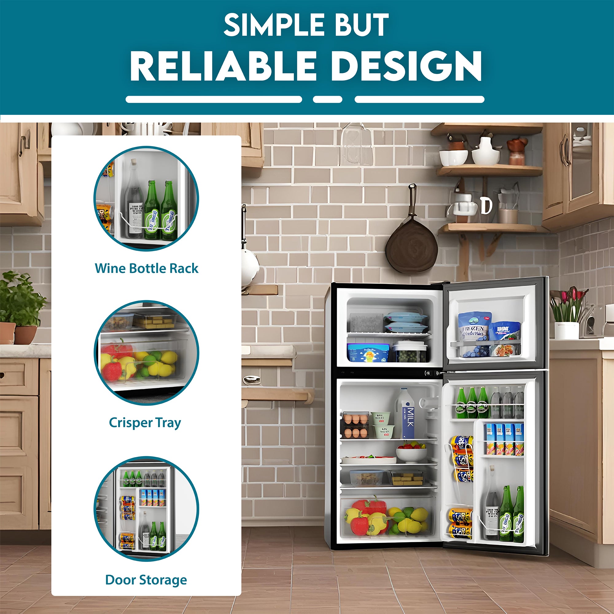Conserv 19in STAINLESS Compact 2 Door Refrigerator 4.5cf Reversible Door 110V Conserv 19in STAINLESS Compact 2 Door Refrigerator 4.5cf Reversible Door 110V