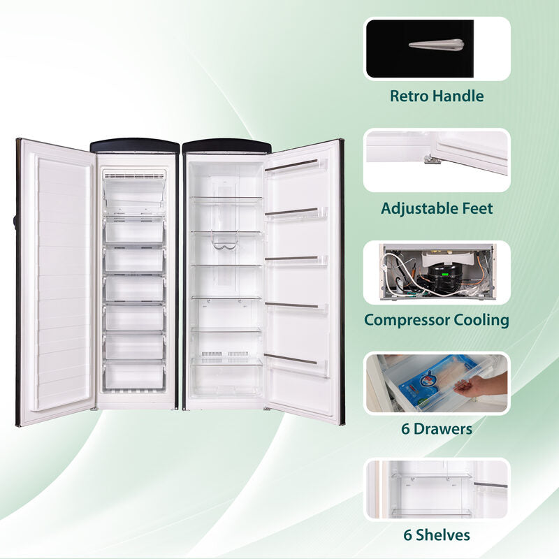Conserv 24in Retro Set Refrigerator 11cf + Upright Freezer 8.3cf E-Star 110V Conserv 24in Retro Set Refrigerator 11cf + Upright Freezer 8.3cf E-Star 110V
