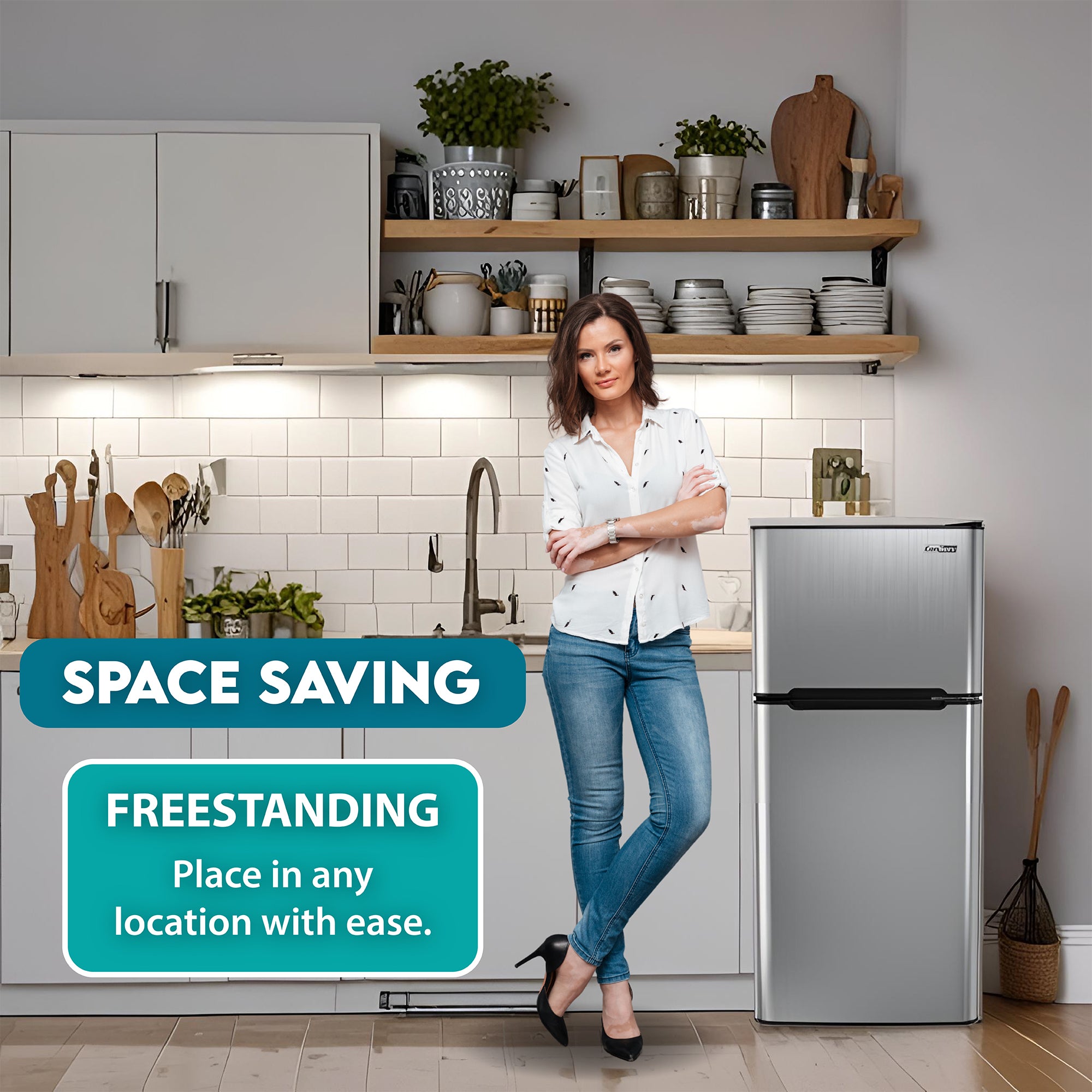 Conserv 19in STAINLESS Compact 2 Door Refrigerator 4.5cf Reversible Door 110V Conserv 19in STAINLESS Compact 2 Door Refrigerator 4.5cf Reversible Door 110V