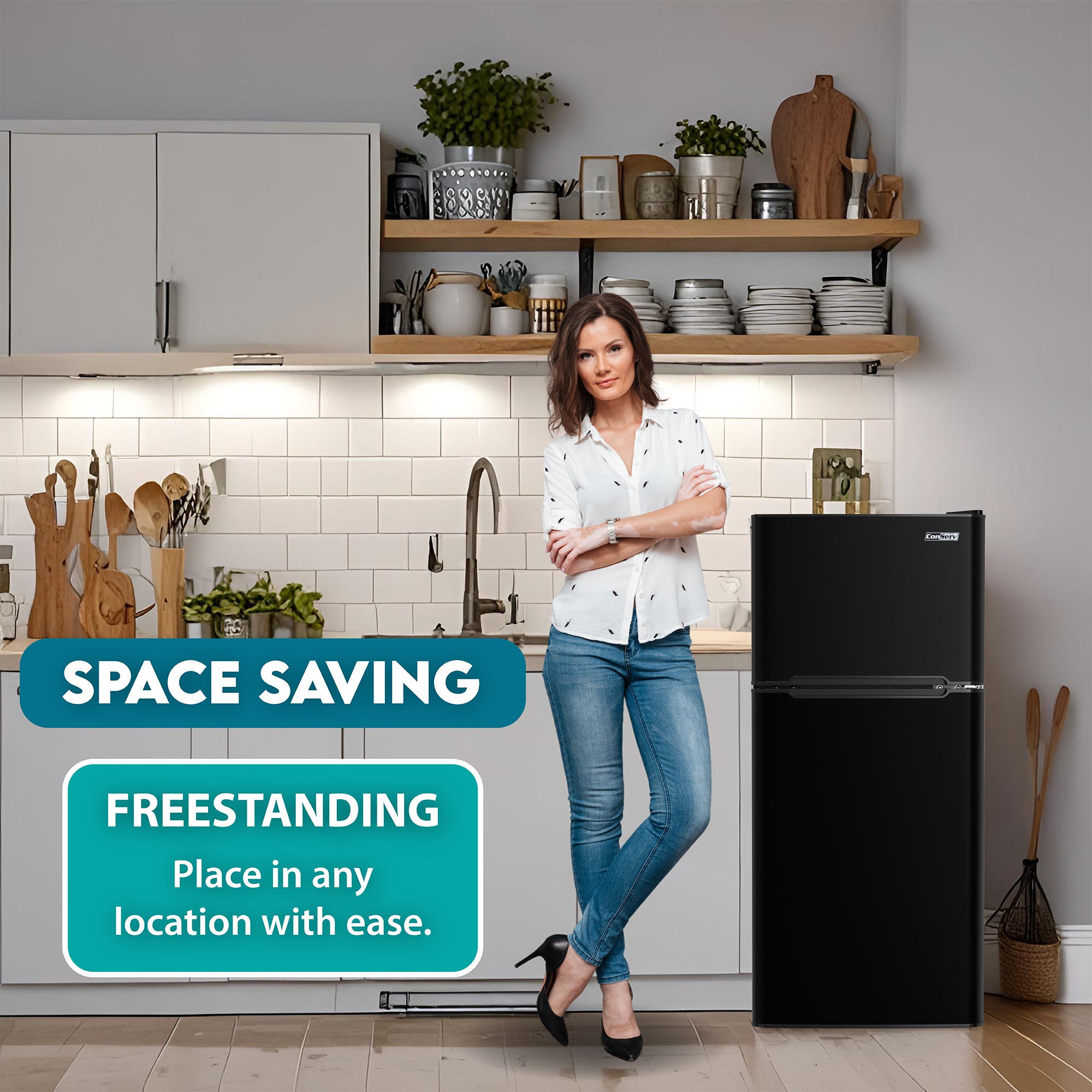 Conserv 19in STAINLESS Compact 2 Door Refrigerator 4.5cf Reversible Door 110V Conserv 19in STAINLESS Compact 2 Door Refrigerator 4.5cf Reversible Door 110V