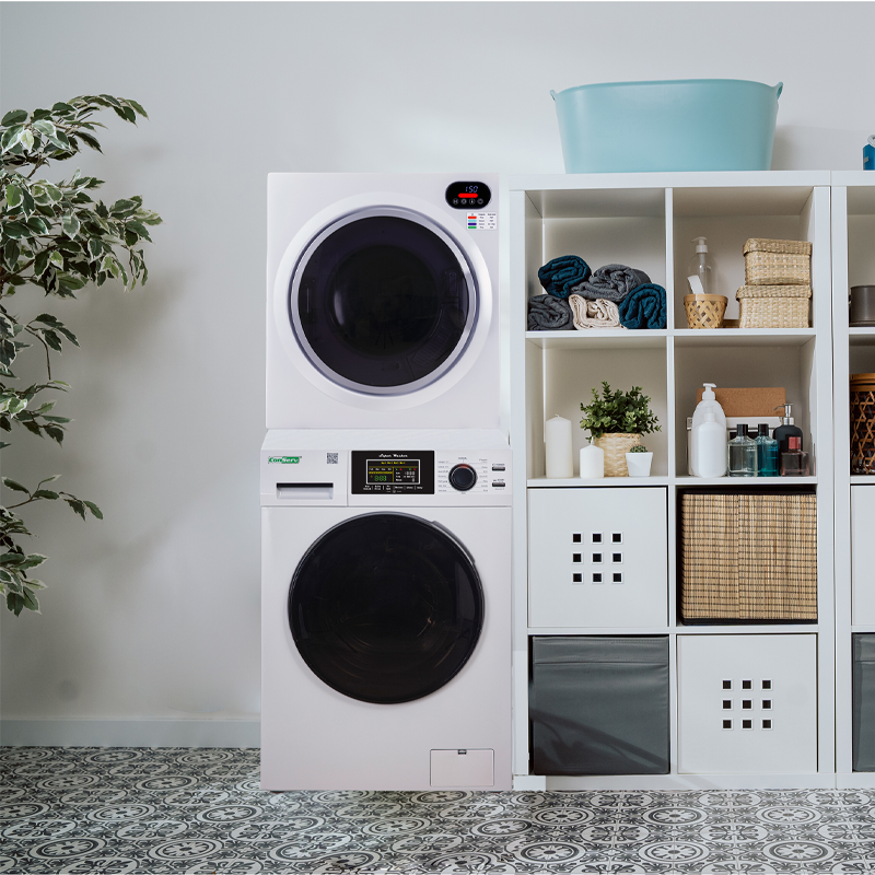 CONSERV ECONOMY STACKABLE 13 lbs EW 826 Washer + ED 848 ULTRA Compact Vented Sensor Dryer 2.6cf 110V CONSERV ECONOMY STACKABLE 13 lbs EW 826 Washer + ED 848 ULTRA Compact Vented Sensor Dryer 2.6cf 110V