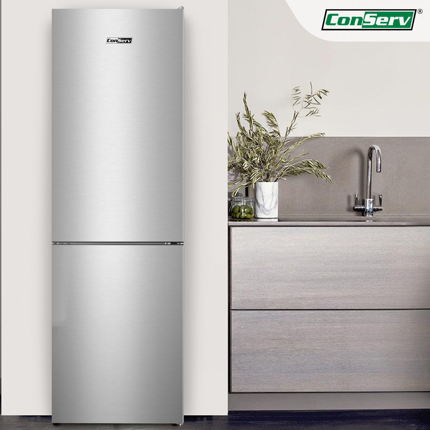 Conserv 11.5cf Tall Frost Free Ref-Freezer 24in Wine Rack E-Star 43dB Stainless Conserv 11.5cf Tall Frost Free Ref-Freezer 24in Wine Rack E-Star 43dB Stainless