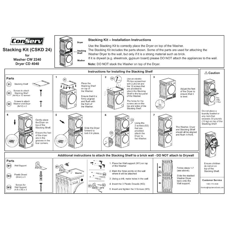 Conserv Washer and Dryer Stacking Kit with Shelf SPACE SAVING White Conserv Washer and Dryer Stacking Kit with Shelf SPACE SAVING White