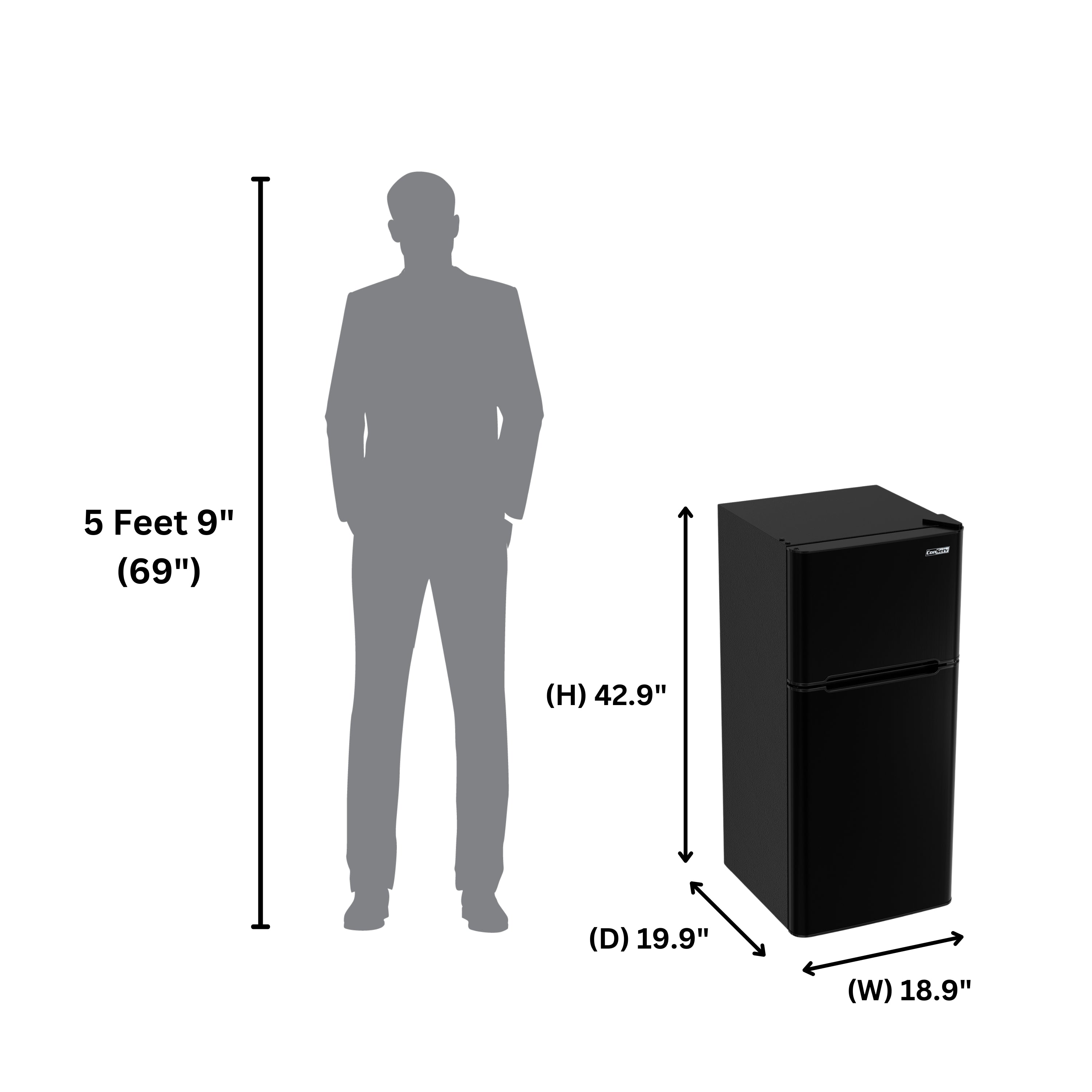 Conserv 19in STAINLESS Compact 2 Door Refrigerator 4.5cf Reversible Door 110V Conserv 19in STAINLESS Compact 2 Door Refrigerator 4.5cf Reversible Door 110V