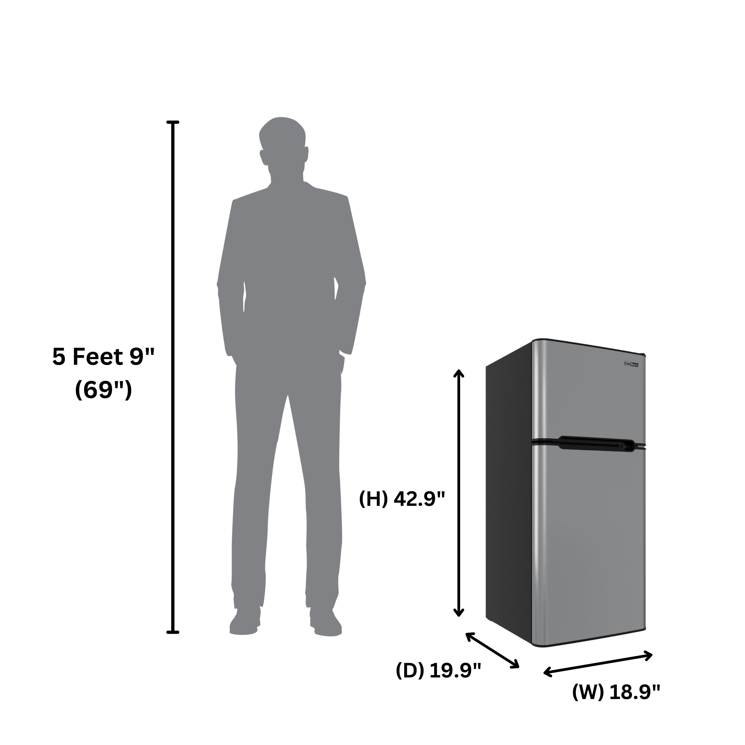 Conserv 19in STAINLESS Compact 2 Door Refrigerator 4.5cf Reversible Door 110V Conserv 19in STAINLESS Compact 2 Door Refrigerator 4.5cf Reversible Door 110V