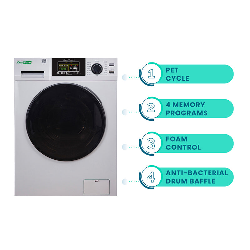 Conserv Compact Washer 1.6cf/15lbs Sani Allergen PET CYCLE 15 Programs 110V Conserv Compact Washer 1.6cf/15lbs Sani Allergen PET CYCLE 15 Programs 110V