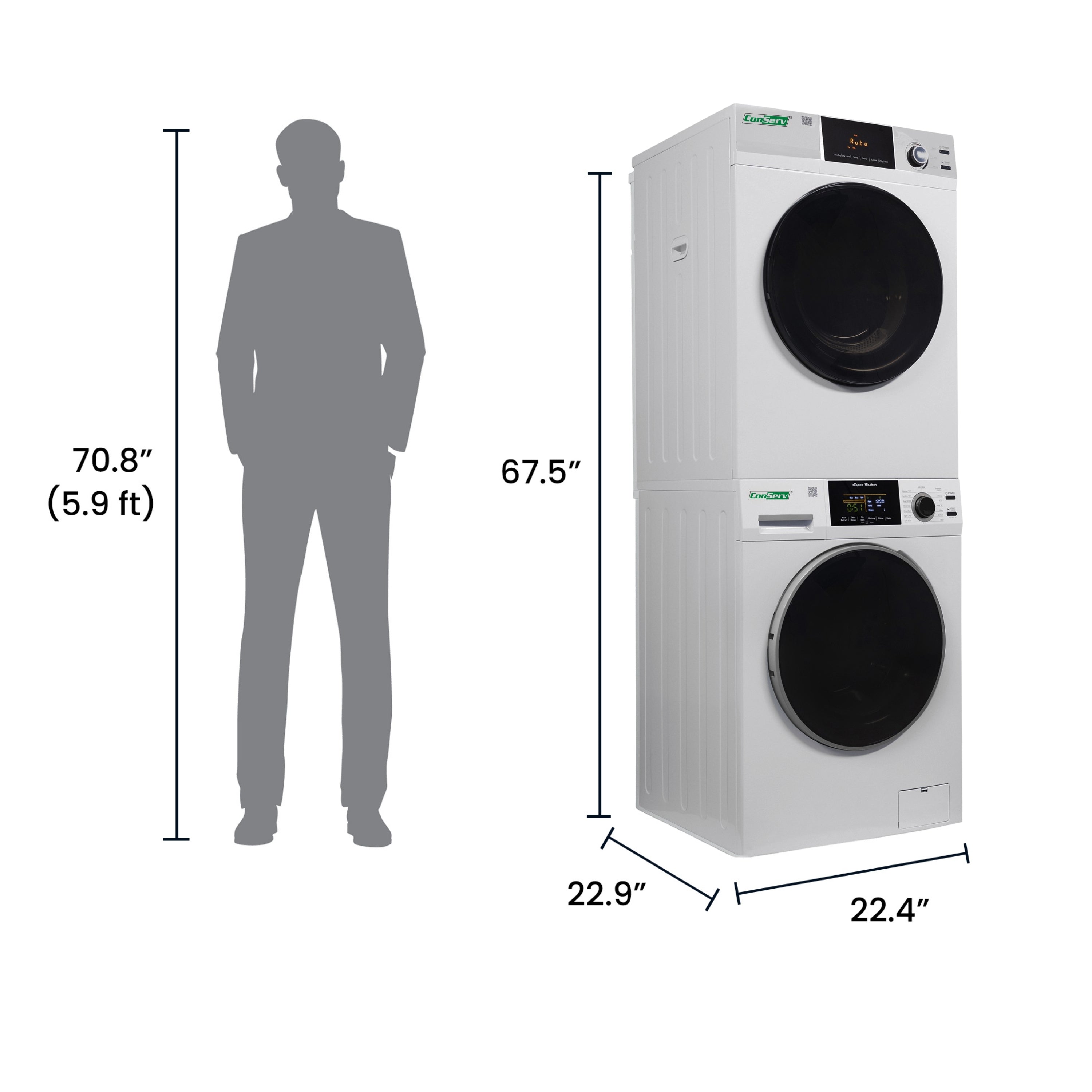 Conserv REGULAR STACKABLE CW 835 18 lbs Washer 1.9cf 110V+ ED 880 Vented Sensor Dryer 4cf 220V Conserv REGULAR STACKABLE CW 835 18 lbs Washer 1.9cf 110V+ ED 880 Vented Sensor Dryer 4cf 220V