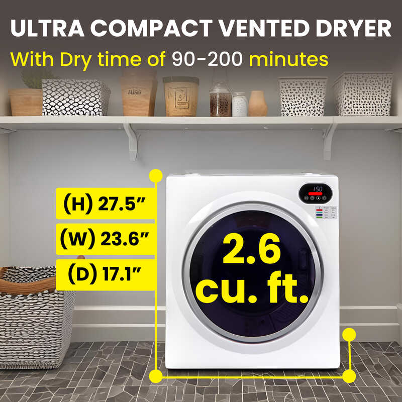 Conserv Ultra Compact Short Vented SENSOR Dryer 2.6cf/10lb LED Ops 110V/1400W Conserv Ultra Compact Short Vented SENSOR Dryer 2.6cf/10lb LED Ops 110V/1400W
