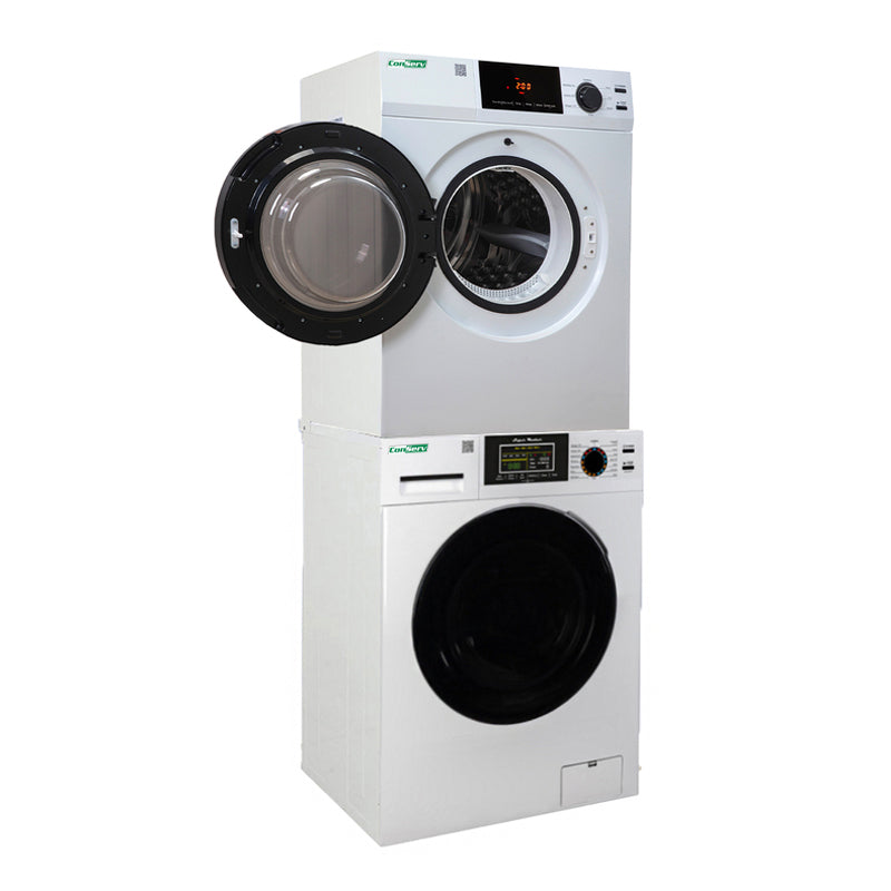 1.9cf 110V Washer and 4 c.f. 220V Vented Sensor Dryer with Reversible door
