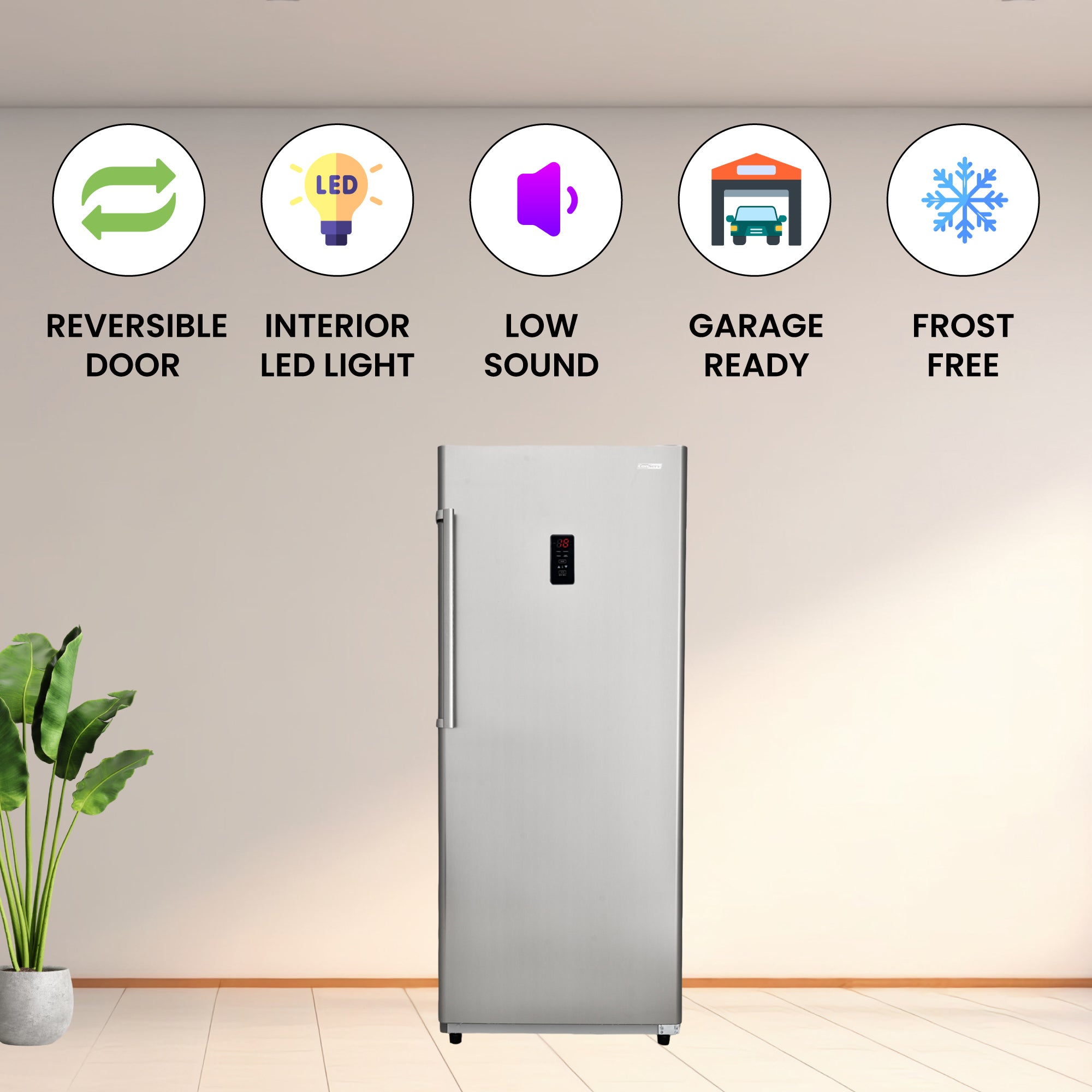 Conserv 17cf Upright Freezer CONVERTIBLE REF Garage Ready E-Star 28in wide 110V Conserv 17cf Upright Freezer CONVERTIBLE REF Garage Ready E-Star 28in wide 110V