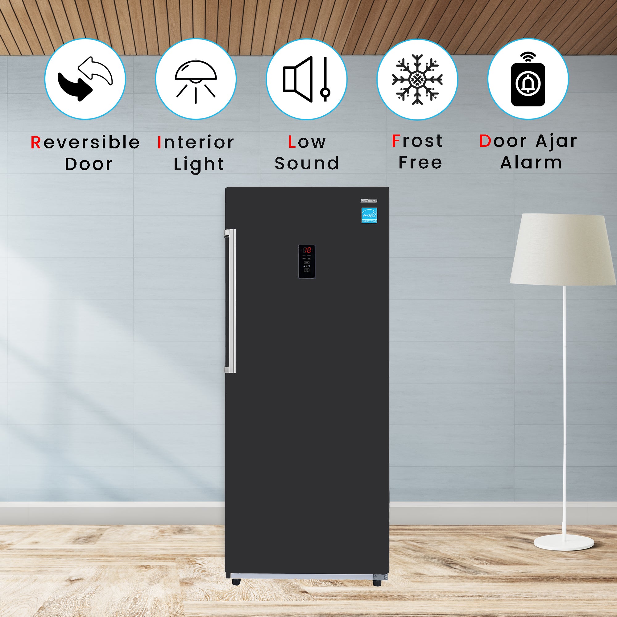 Conserv 14cf Upright Freezer CONVERTIBLE REF Garage Ready E-Star 28in wide 110V Conserv 14cf Upright Freezer CONVERTIBLE REF Garage Ready E-Star 28in wide 110V