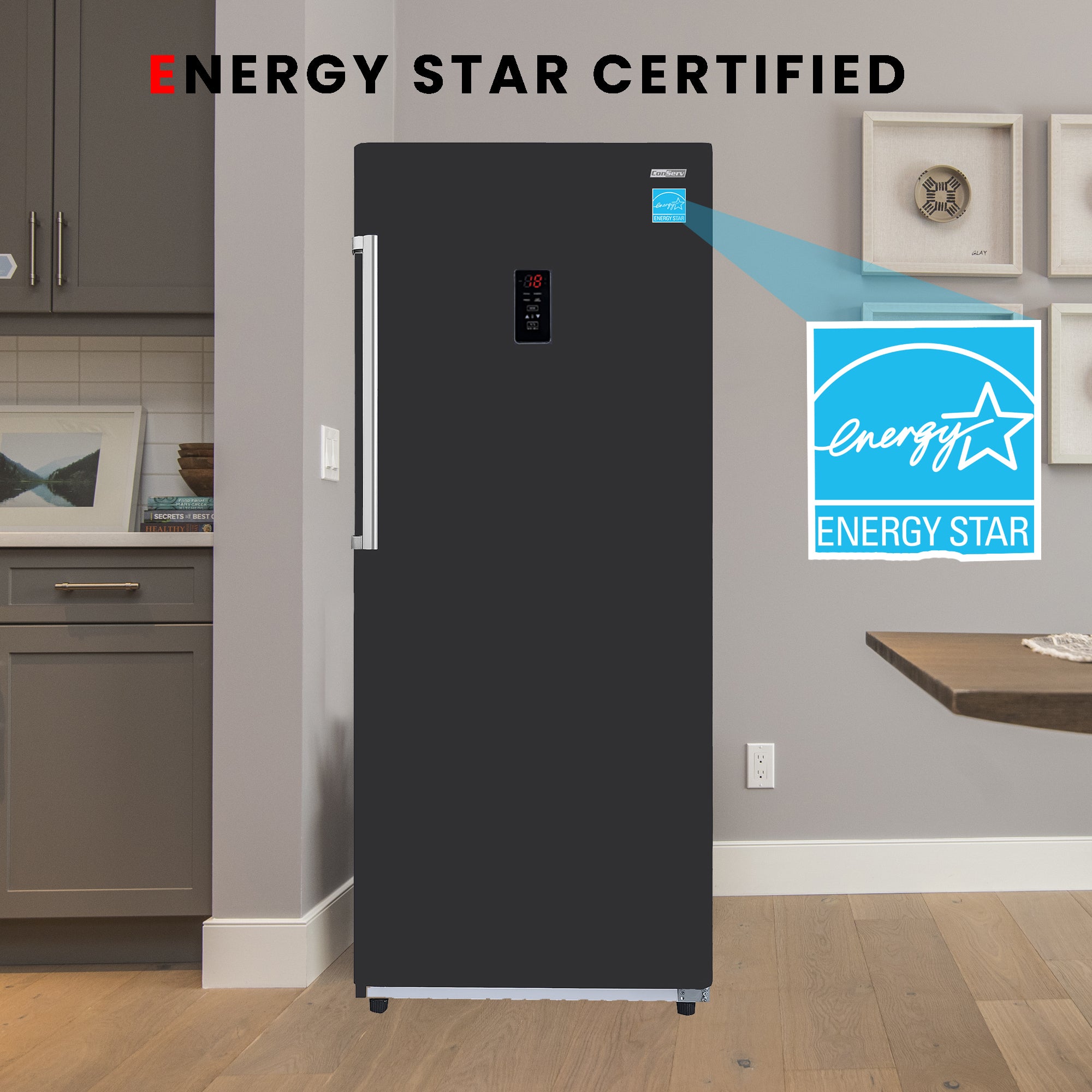 Conserv 14cf Upright Freezer CONVERTIBLE REF Garage Ready E-Star 28in wide 110V Conserv 14cf Upright Freezer CONVERTIBLE REF Garage Ready E-Star 28in wide 110V