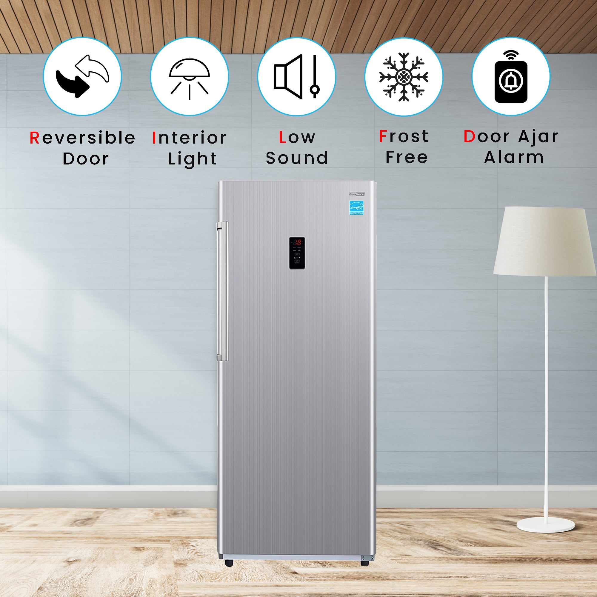 Conserv 14cf Upright Freezer CONVERTIBLE REF Garage Ready E-Star 28in wide 110V Conserv 14cf Upright Freezer CONVERTIBLE REF Garage Ready E-Star 28in wide 110V