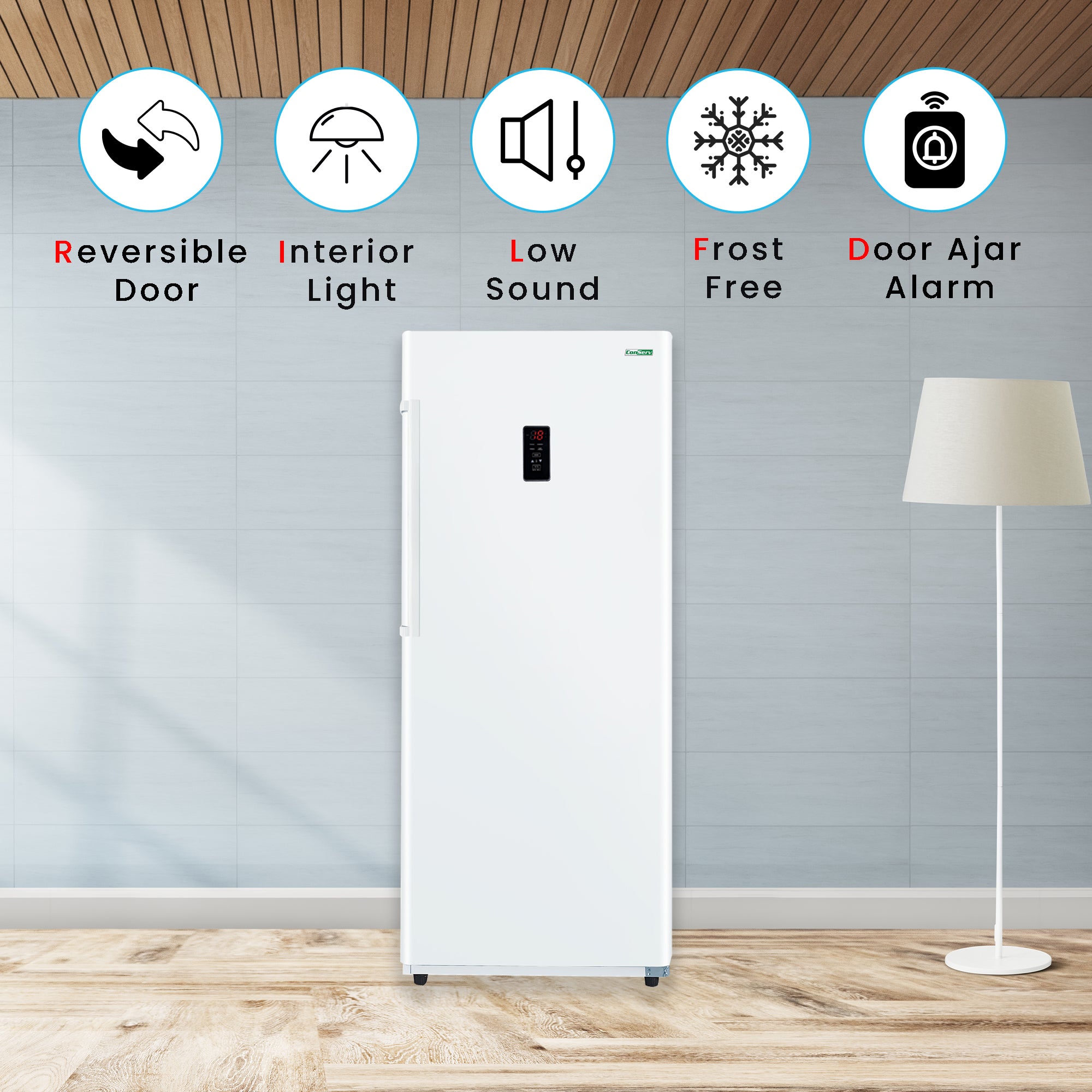 Conserv 14cf Upright Freezer CONVERTIBLE REF Garage Ready E-Star 28in wide 110V Conserv 14cf Upright Freezer CONVERTIBLE REF Garage Ready E-Star 28in wide 110V