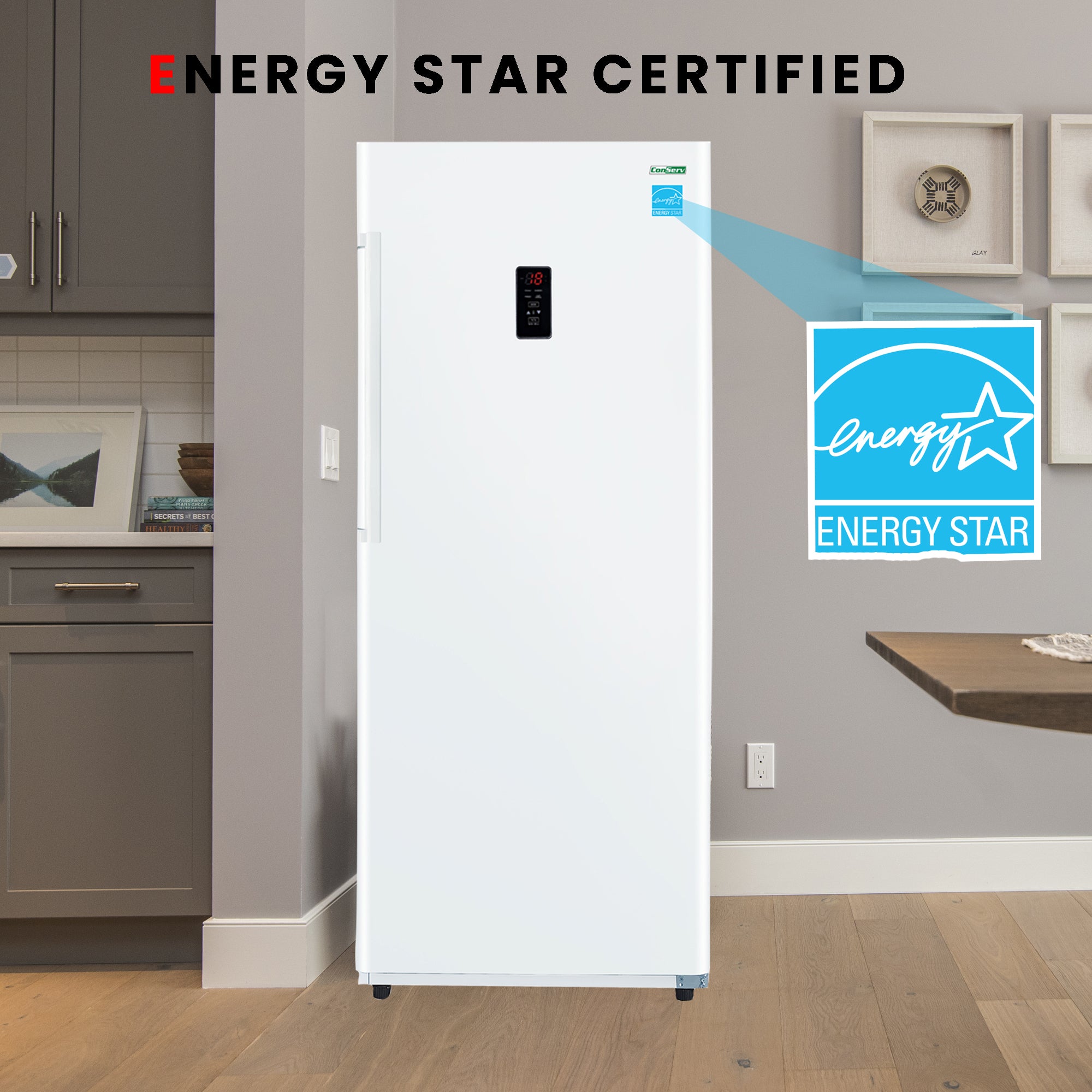 Conserv 14cf Upright Freezer CONVERTIBLE REF Garage Ready E-Star 28in wide 110V Conserv 14cf Upright Freezer CONVERTIBLE REF Garage Ready E-Star 28in wide 110V