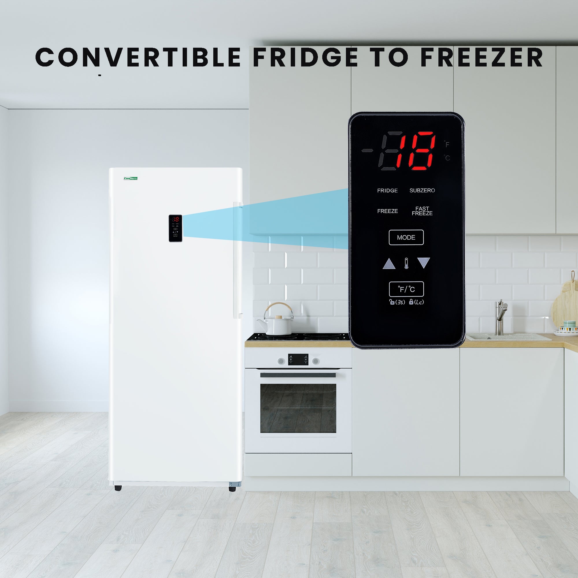 Conserv 14cf Upright Freezer CONVERTIBLE REF Garage Ready E-Star 28in wide 110V Conserv 14cf Upright Freezer CONVERTIBLE REF Garage Ready E-Star 28in wide 110V