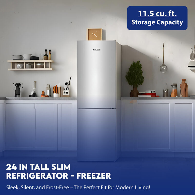 Conserv 11.5cf Tall Frost Free Ref-Freezer 24in Wine Rack E-Star 43dB Stainless Conserv 11.5cf Tall Frost Free Ref-Freezer 24in Wine Rack E-Star 43dB Stainless