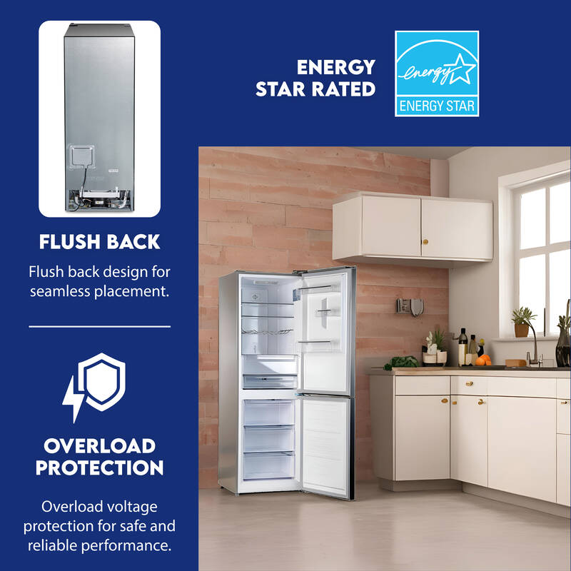 Conserv 11.5cf Tall Frost Free Ref-Freezer 24in Wine Rack E-Star 43dB Stainless Conserv 11.5cf Tall Frost Free Ref-Freezer 24in Wine Rack E-Star 43dB Stainless