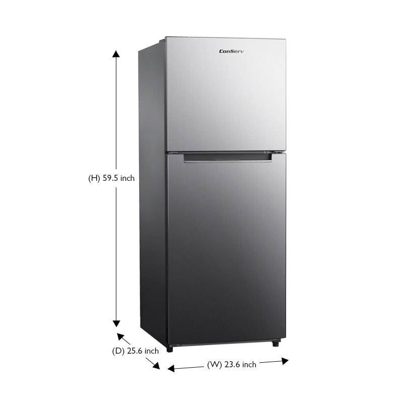 Conserv 10cf Top Freezer Refrigerator 24in Frost Free E-Star Quiet 43dB 110V SS Conserv 10cf Top Freezer Refrigerator 24in Frost Free E-Star Quiet 43dB 110V SS