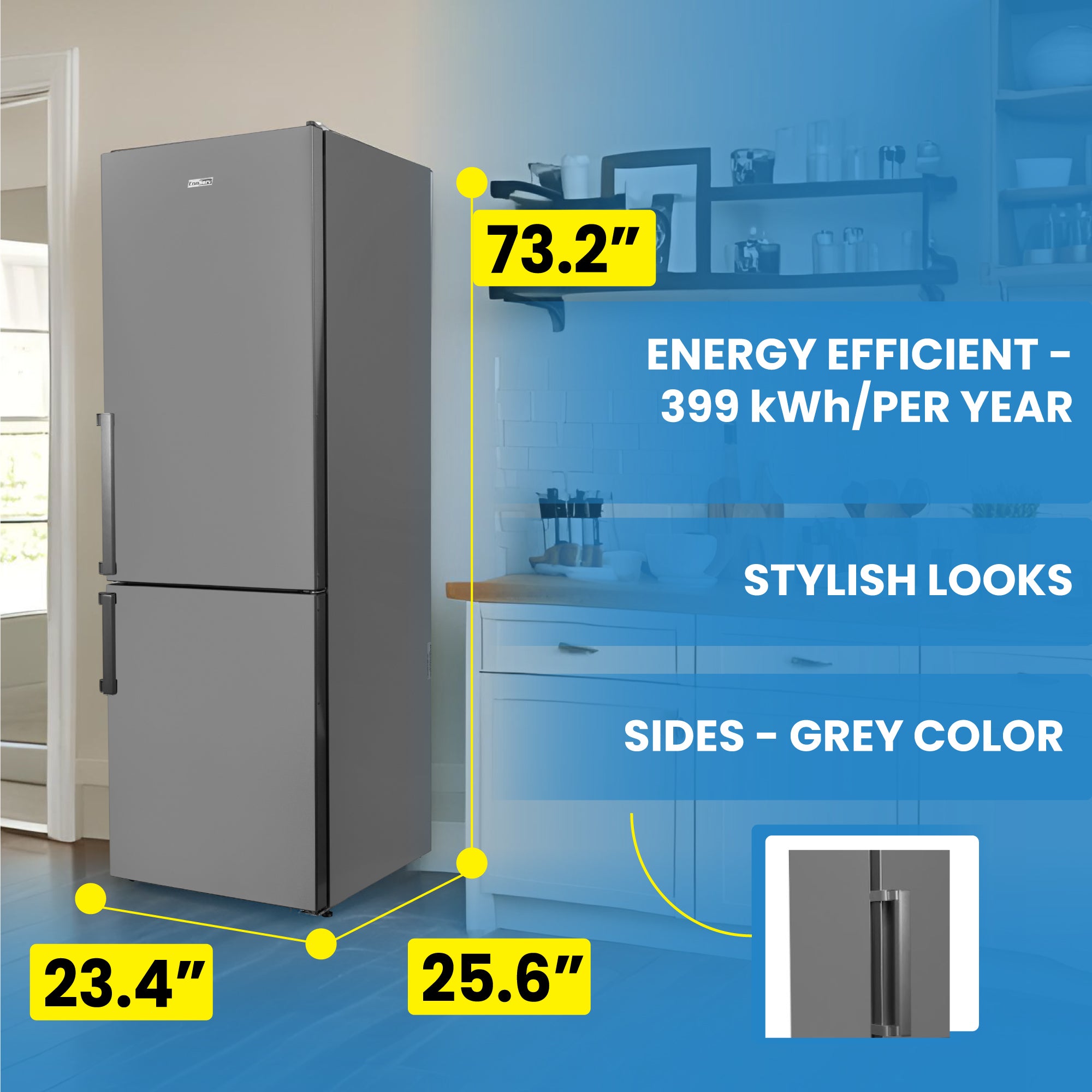 Conserv 12cf No Frost Bottom Freezer Refrigerator Wine Rack GARAGE READY E-Star Conserv 12cf No Frost Bottom Freezer Refrigerator Wine Rack GARAGE READY E-Star