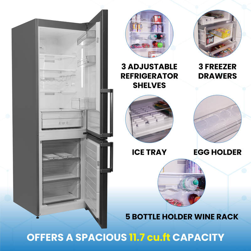 Conserv 12cf No Frost Bottom Freezer Refrigerator Wine Rack GARAGE READY E-Star Conserv 12cf No Frost Bottom Freezer Refrigerator Wine Rack GARAGE READY E-Star