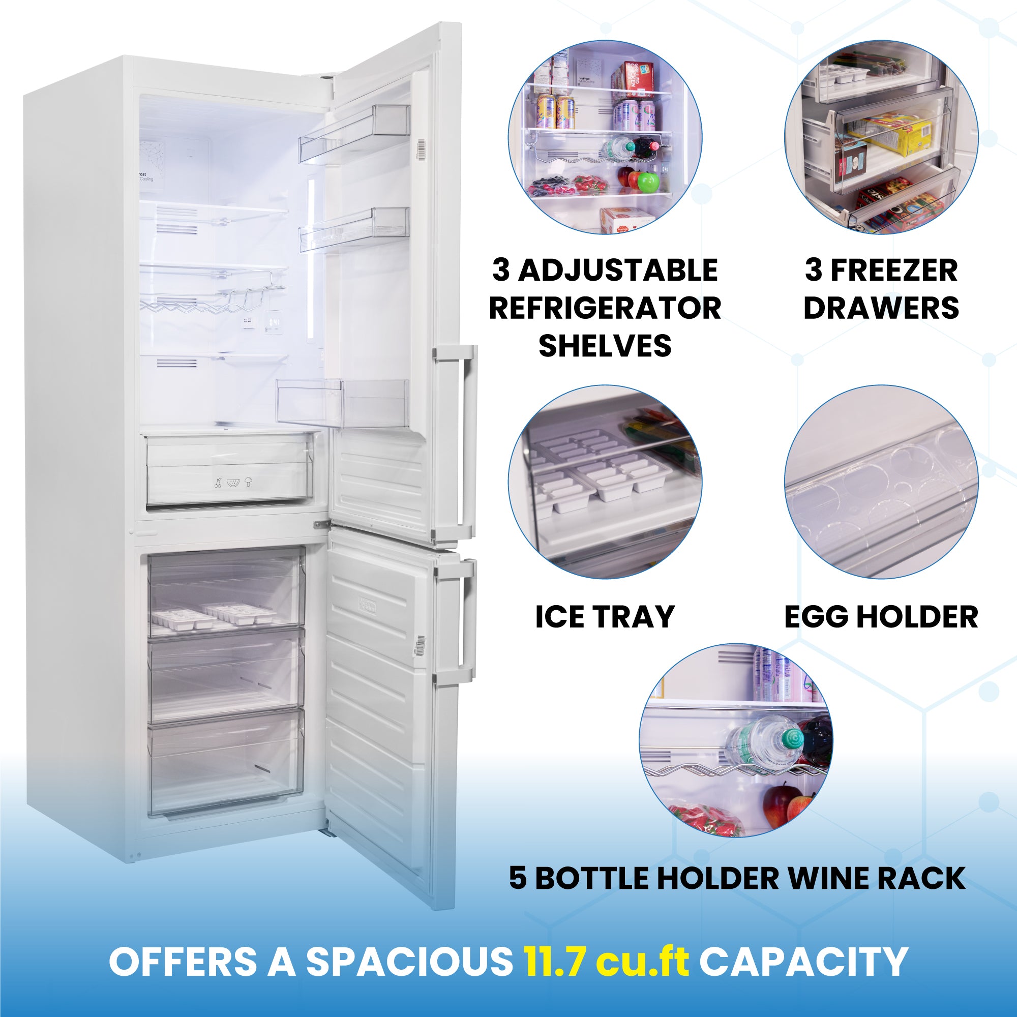 Conserv 12cf No Frost Bottom Freezer Refrigerator Wine Rack GARAGE READY E-Star Conserv 12cf No Frost Bottom Freezer Refrigerator Wine Rack GARAGE READY E-Star