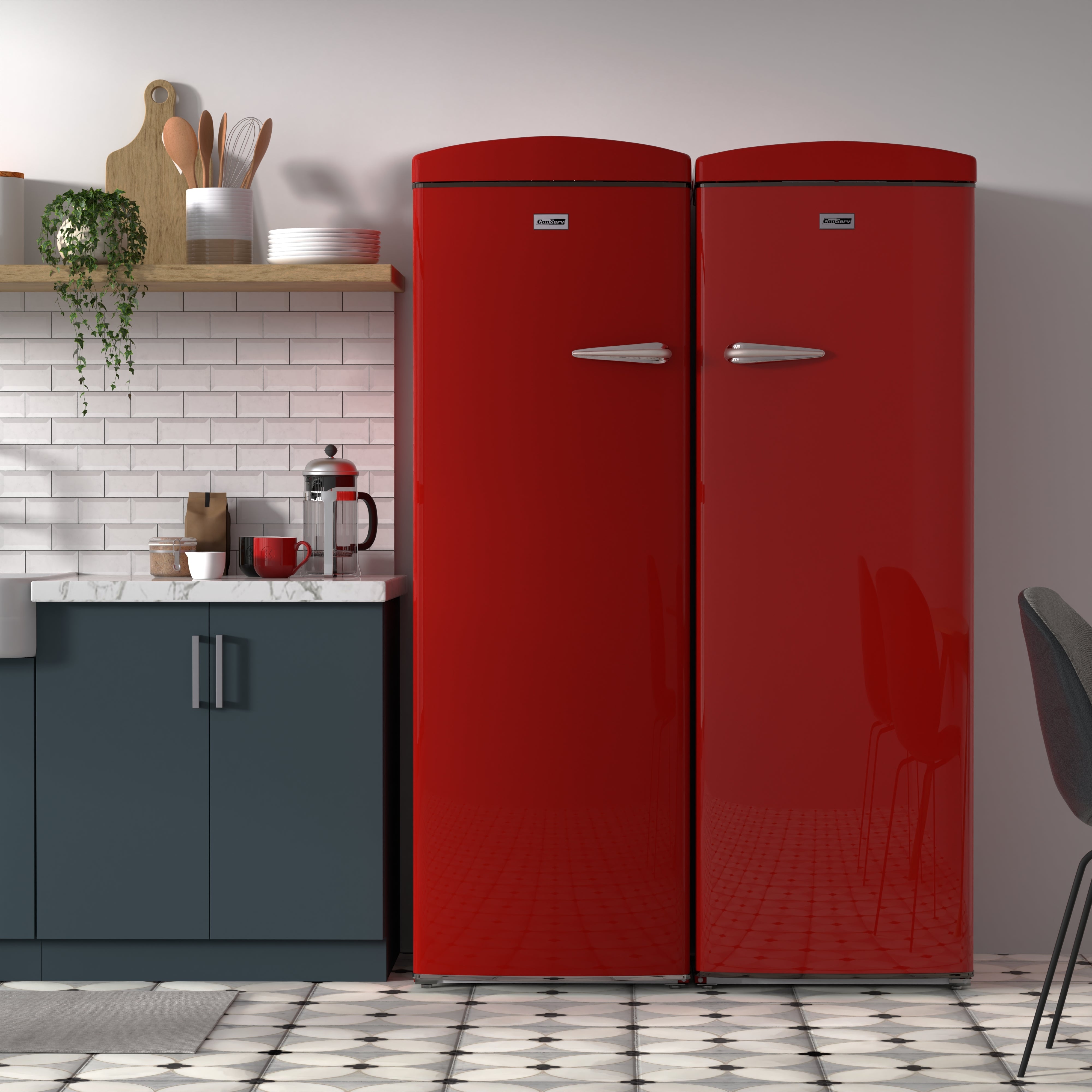 Conserv 24in Retro Set Refrigerator 11cf + Upright Freezer 8.3cf E-Star 110V Conserv 24in Retro Set Refrigerator 11cf + Upright Freezer 8.3cf E-Star 110V