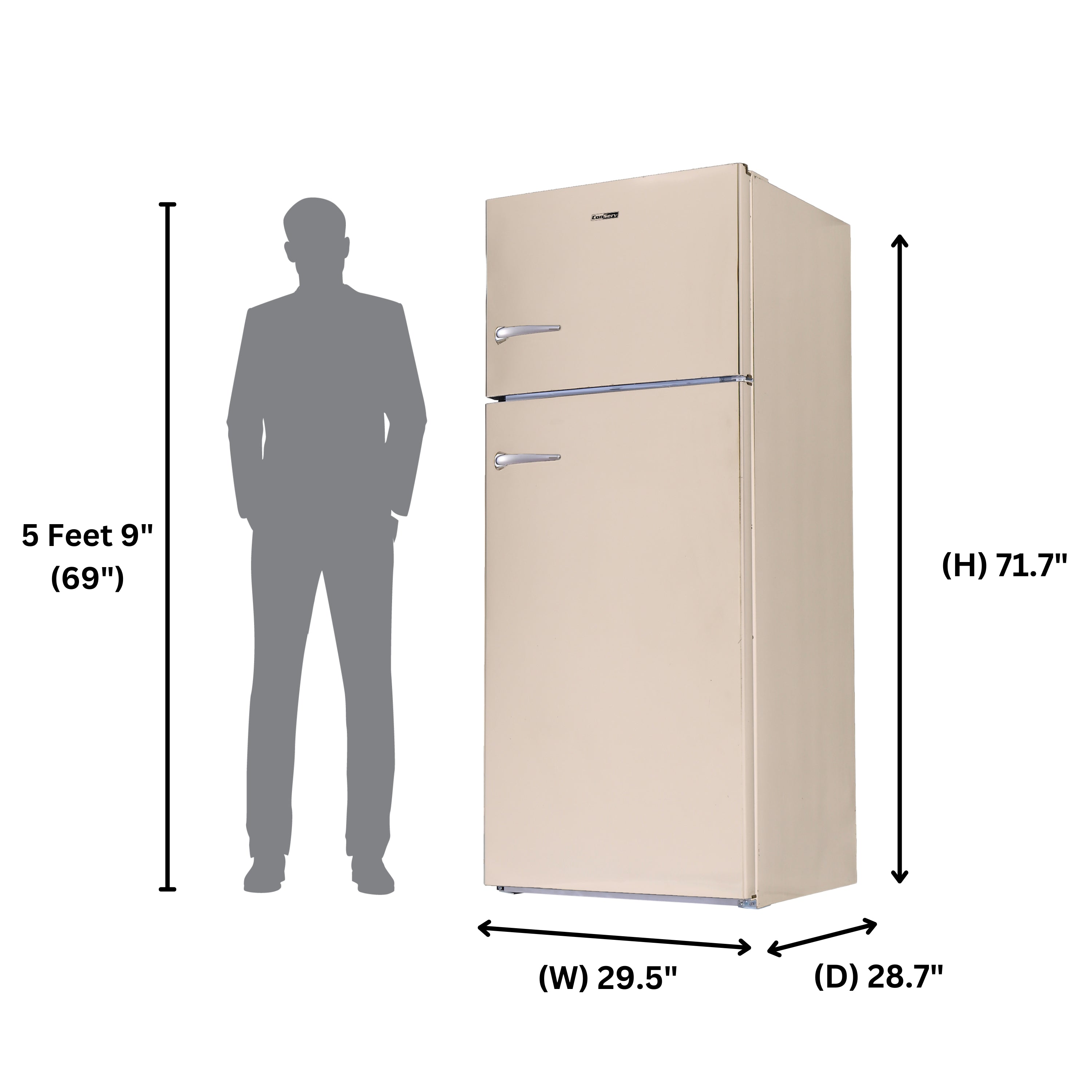 Conserv 30 in. RETRO Refrigerator 18cf Top Mount w/Factory installed ICE MAKER 110V w/Retro Handle Conserv 30 in. RETRO Refrigerator 18cf Top Mount w/Factory installed ICE MAKER 110V w/Retro Handle
