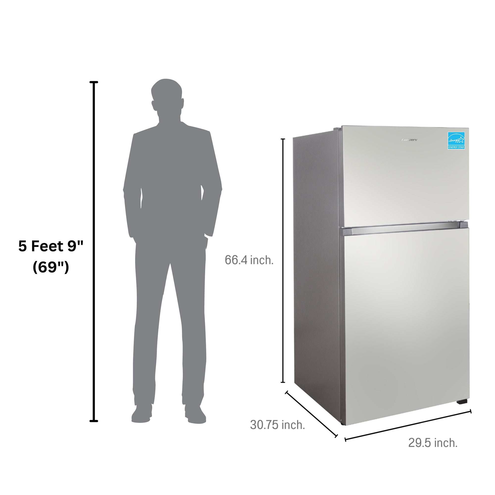 Conserv 30in Apartment Refrigerator 18cf Top Freezer FACTORY INSTALLED ICE MAKER E-Star 110V Conserv 30in Apartment Refrigerator 18cf Top Freezer FACTORY INSTALLED ICE MAKER E-Star 110V