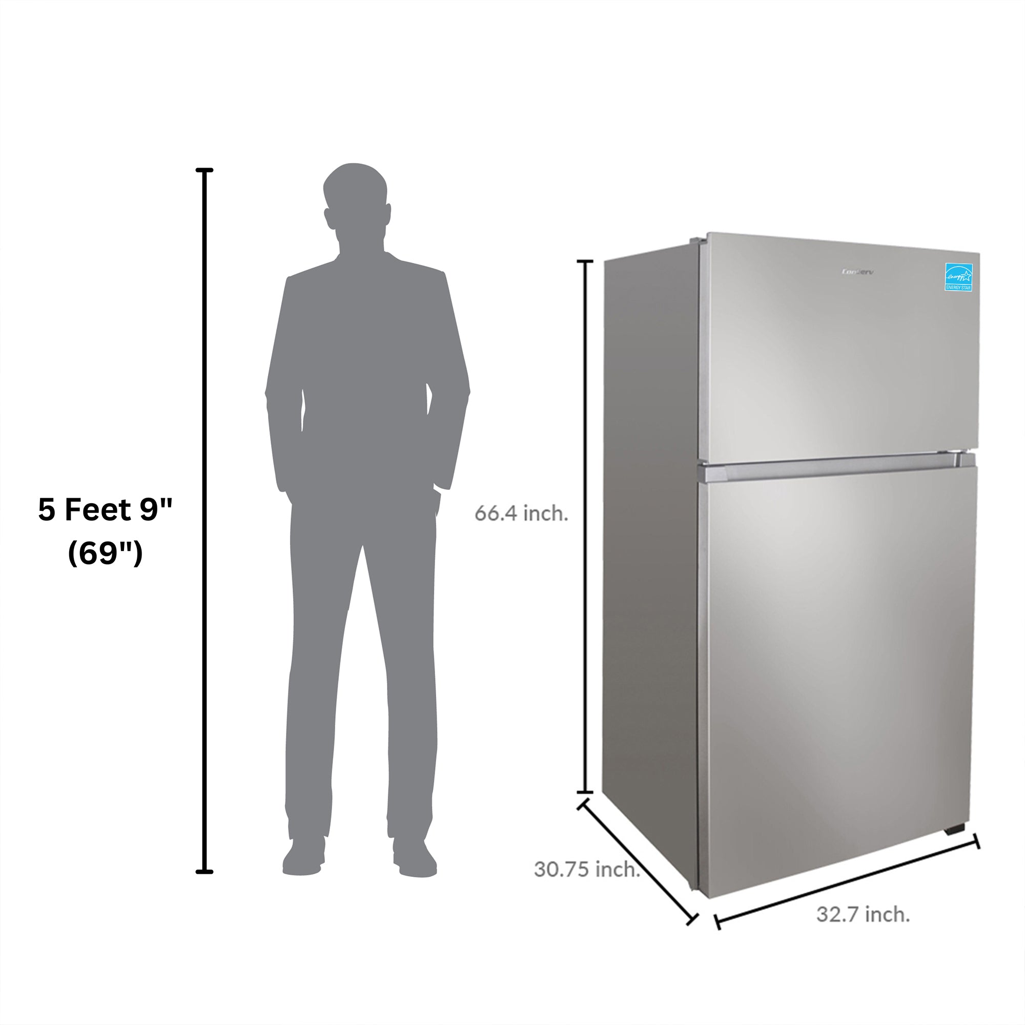 Conserv 33in Apartment Refrigerator 21cf Top Freezer FACTORY INSTALLED ICE MAKER E-Star 110V Conserv 33in Apartment Refrigerator 21cf Top Freezer FACTORY INSTALLED ICE MAKER E-Star 110V