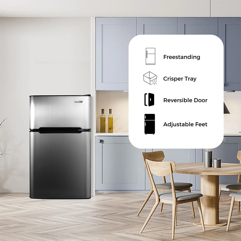 ConServ 3 cu.ft 2 Door Mini Freestanding Refrigerator with Freezer in Stainless