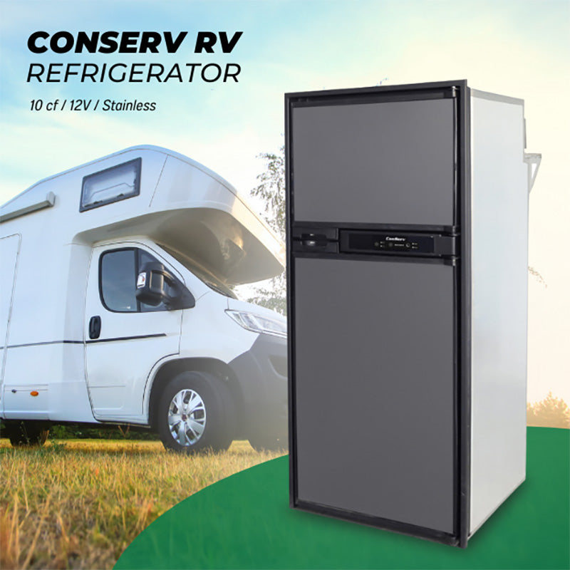 Conserv 10 cf 12V DC Stainless RV Refrigerator-Freezer Top Mount Frost Free