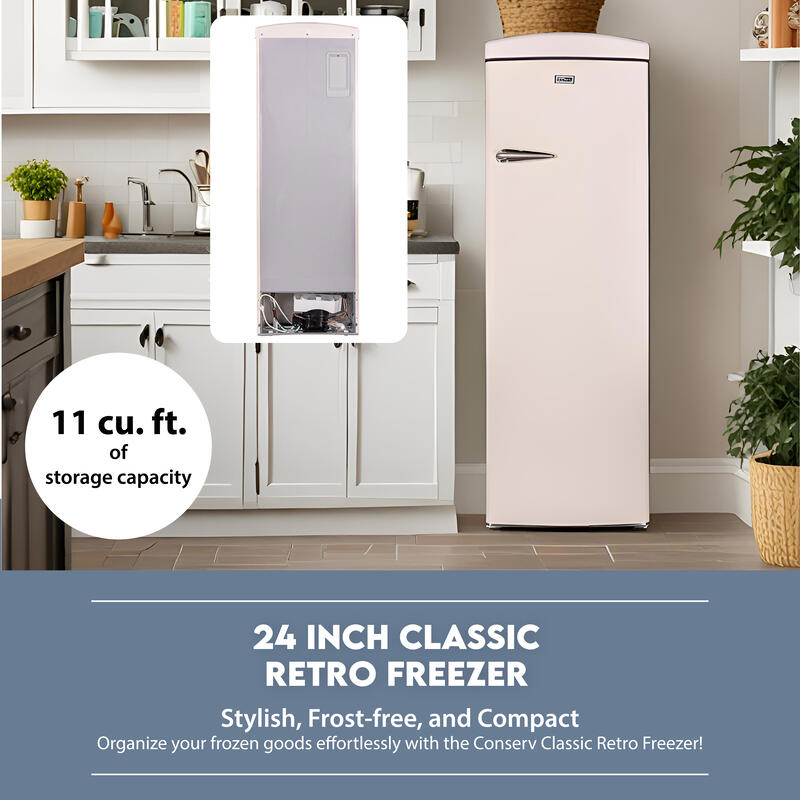 Conserv 11cf Classic Retro Refrigerator 24 in Frost Free Eco R600a 110V