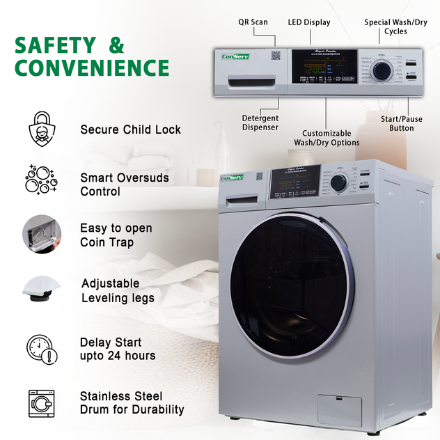 Conserv All-in-One Washer Dryer VENTLESS/VENTED PET cycle 1.62cf/15lbs 110V