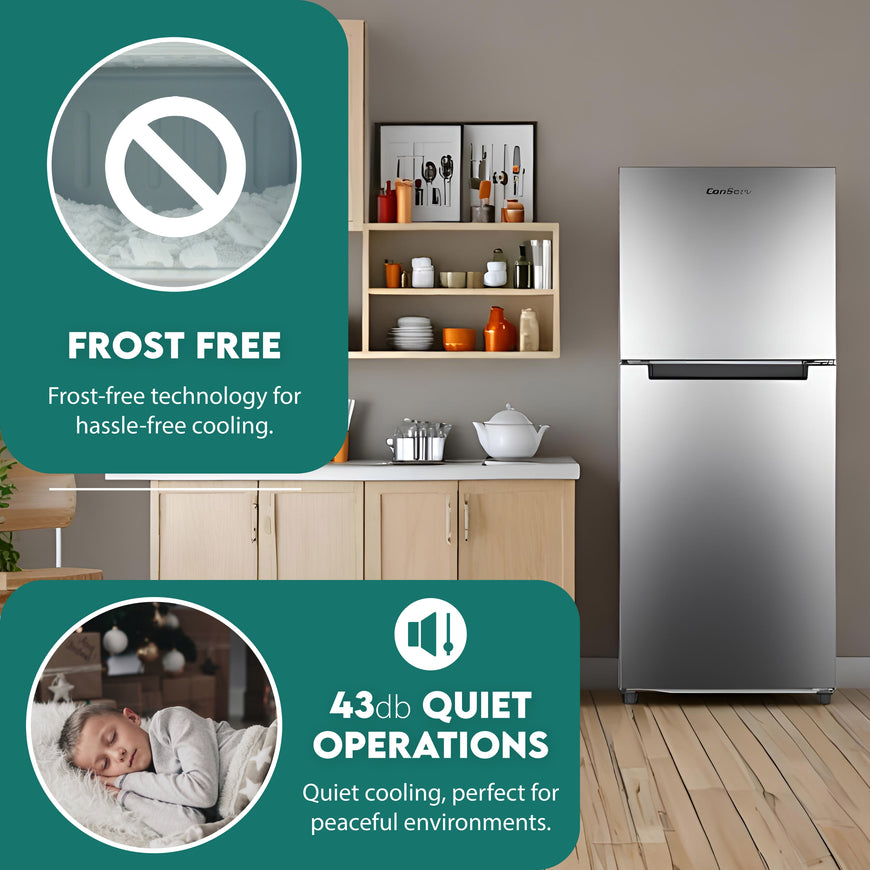 Conserv 11cf Bottom Freezer Refrigerator 24in w/ WINE RACK Stainless 110V