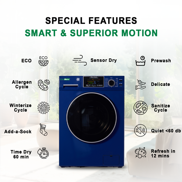 Conserv All-In-One CONVERTIBLE Washer-Dryer 18lb/1.9cf SANITIZE ALLERGEN Cycle 1400RPM