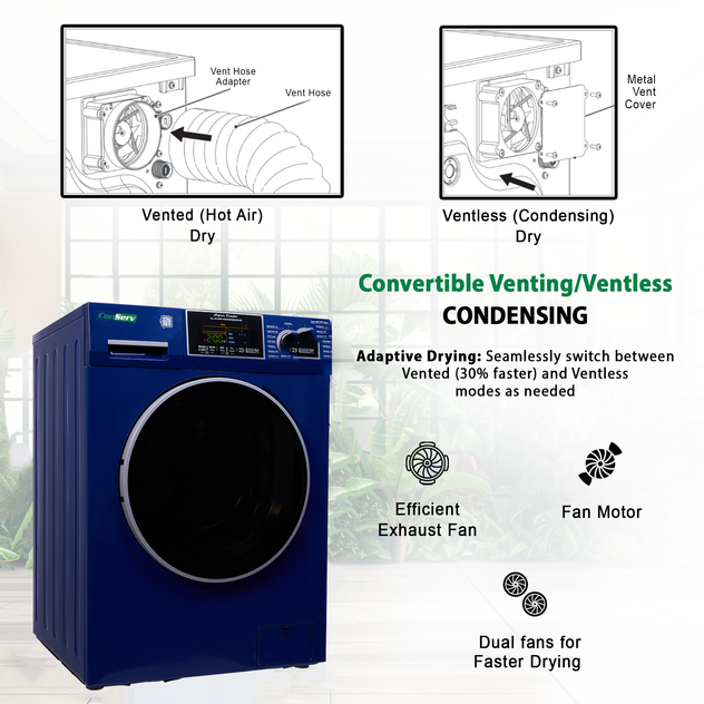 Conserv All-In-One CONVERTIBLE Washer-Dryer 18lb/1.9cf SANITIZE ALLERGEN Cycle 1400RPM