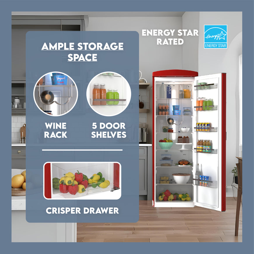 Conserv 11cf Classic Retro Refrigerator 24 in Frost Free Eco R600a 110V