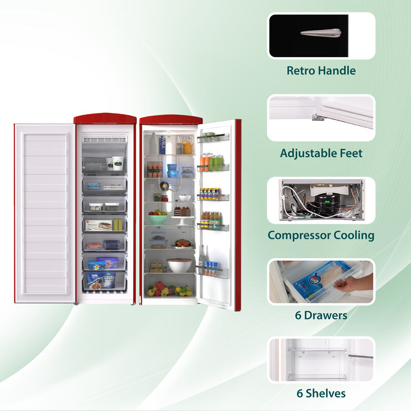 Conserv 24in Retro Set Refrigerator 11cf + Upright Freezer 8.3cf E-Star 110V