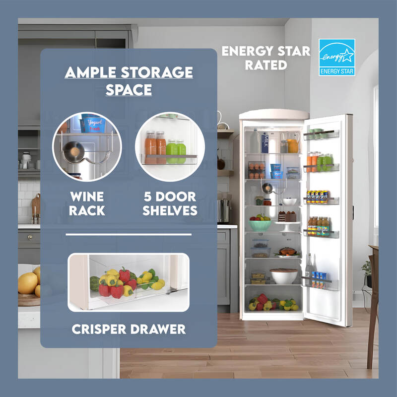 Conserv 11cf Classic Retro Refrigerator 24 in Frost Free Eco R600a 110V