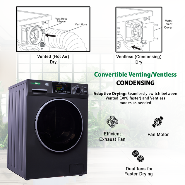 Conserv All-In-One CONVERTIBLE Washer-Dryer 18lb/1.9cf SANITIZE ALLERGEN Cycle 1400RPM