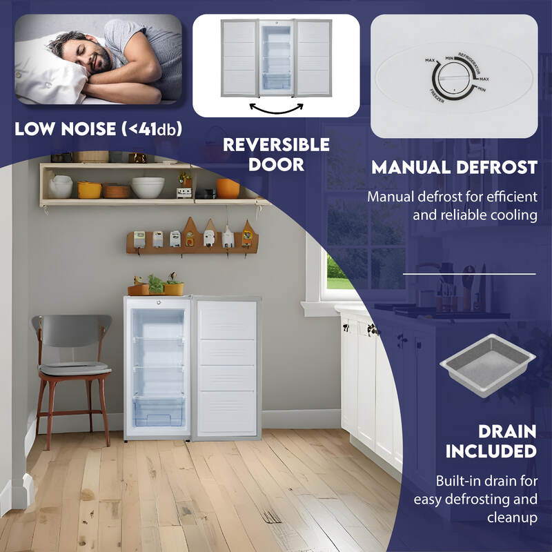 Conserv 4.3cf Compact Upright Freezer REVERSIBLE DOOR Freestanding 110V E-Star