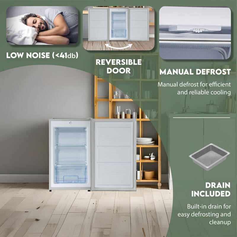 Conserv 3cf Compact Upright Freezer REVERSIBLE DOOR Freestanding 110V E-Star