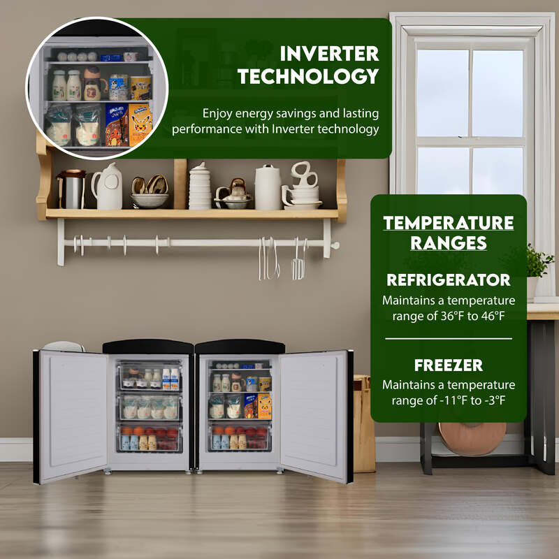 Conserv 3.2cf Retro Mini Refrigerator Freezer Pair Convertible 110V Fast Freezing