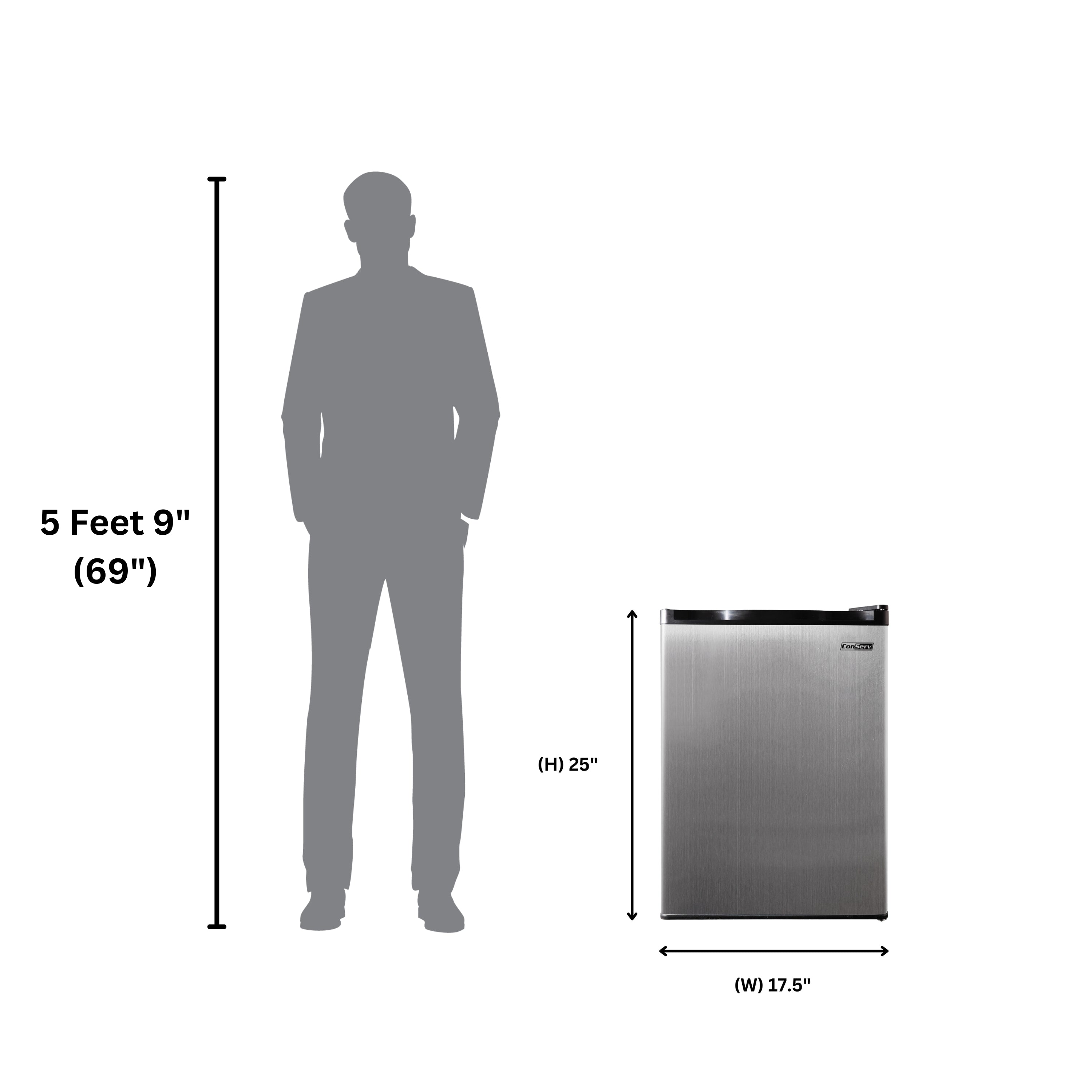 Conserv 18in STAINLESS Compact Mini Refrigerator 2.6cf Reversible Door 110V