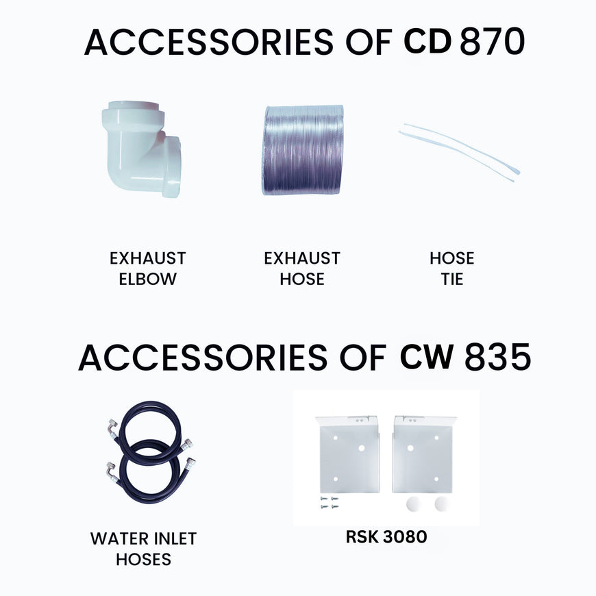 Conserv 110V STANDARD STACKABLE CW 835 18 lbs Washer 1.9cf + CD 870 Vented Sensor Dryer 4cf