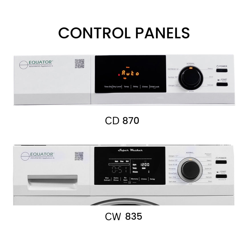 Conserv 110V STANDARD STACKABLE CW 835 18 lbs Washer 1.9cf + CD 870 Vented Sensor Dryer 4cf