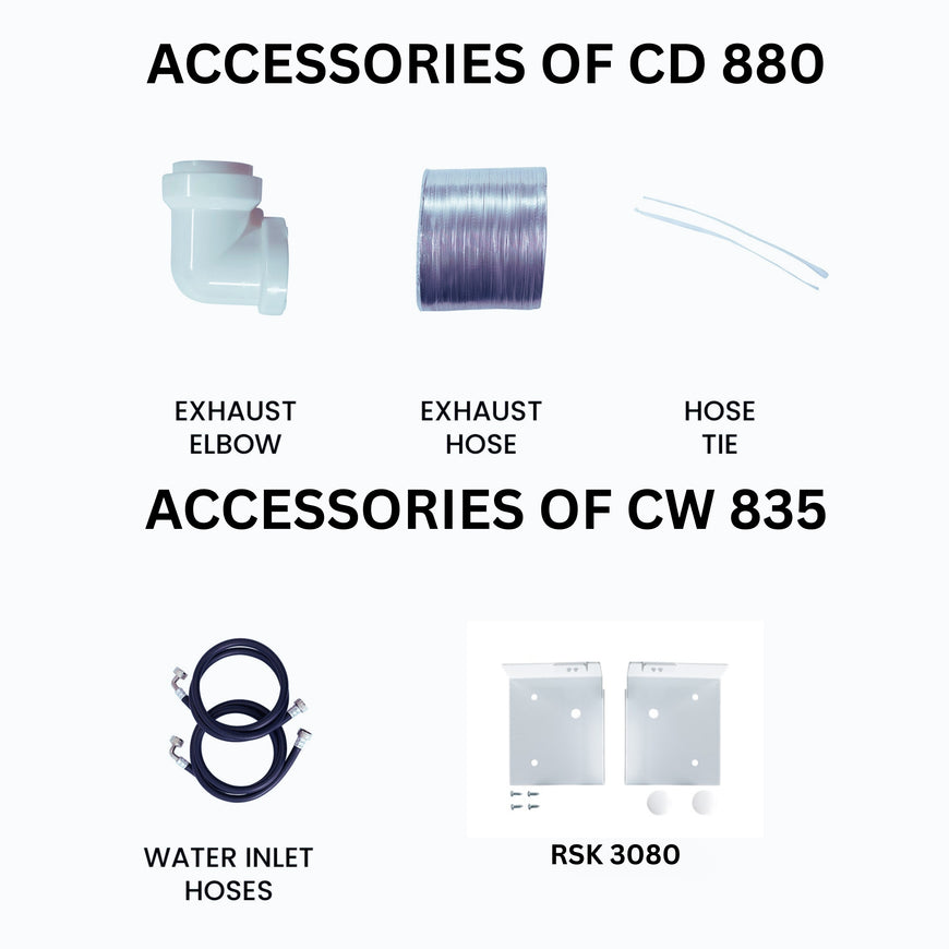 Conserv REGULAR STACKABLE CW 835 18 lbs Washer 1.9cf 110V+ ED 880 Vented Sensor Dryer 4cf 220V